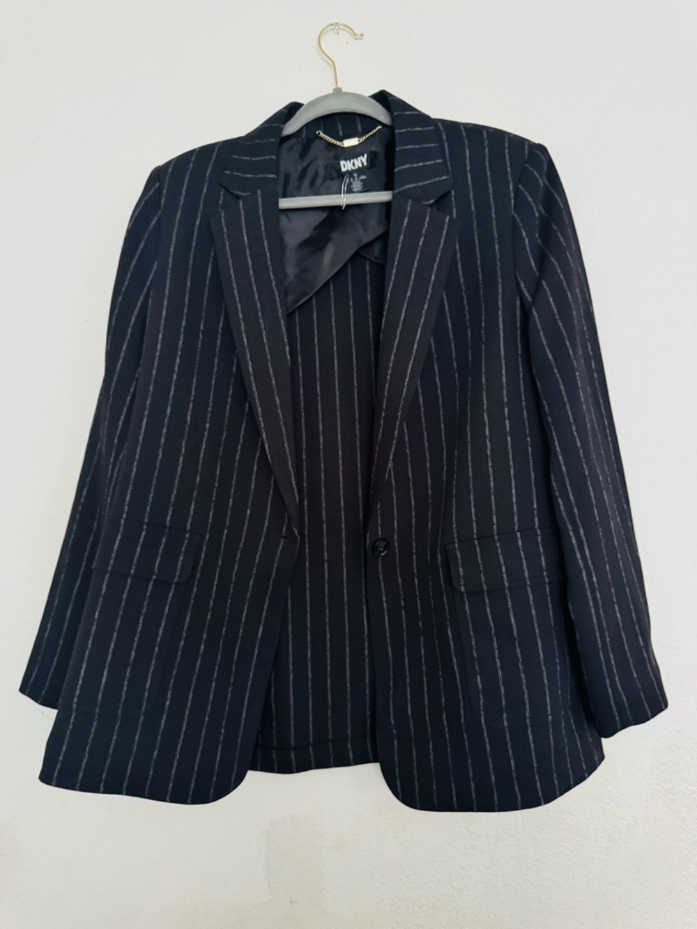 DKNY Black Striped One Button Size 12